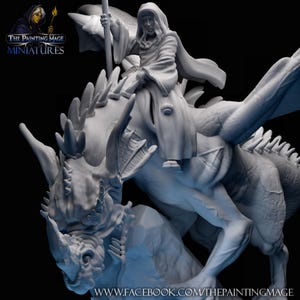 Raistlin on Dragon Wizard, Mage, Sorcerer, - Fantasy Miniature - DnD - Forgotten realms - Tabletop Game - Pathfinder - Lord of the rings
