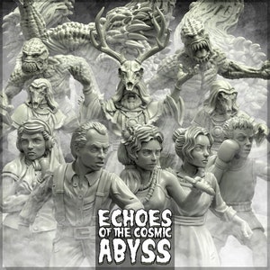 Cthulhu Investigators Lovecraft Resin Miniature Set | Echoes of the Cosmic Abyss Series RPG Miniatures Tabletop | Adaevy Creations