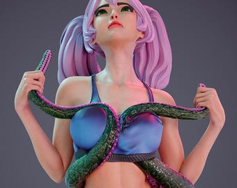 Tentacle Attack 3 NSFW Pin Up Statue & Miniature Set | UNPAINTED | Attack of the Sea Queen | Chagarin