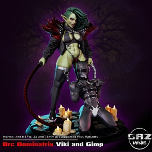 Orc Dominatrix Viki and Gimp Tabletop Miniature and Variants | Deviants | Gaz Miniatures