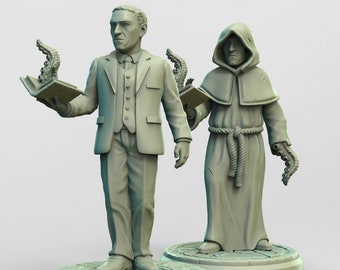 H.P. Lovecraft Resin Miniature Set | Innsmouth Investigators Series RPG Miniatures Tabletop | Adaevy Creations