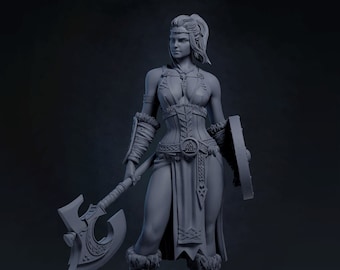 Thyra the Northwoman Female Viking Tabletop RPG Miniature | Toydoy Miniatures