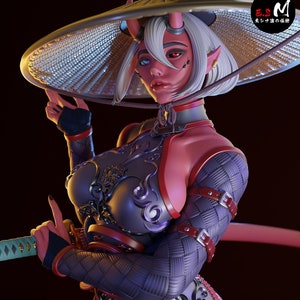 Estatua y miniatura de chica demonio ninja Oni / SIN PINTAR / ES Monster