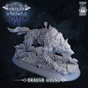 Undead Viking (Draugr) Hound hars miniatuur | Undead Vikings serie RPG miniaturen tafelblad | Dronken dwergminiaturen