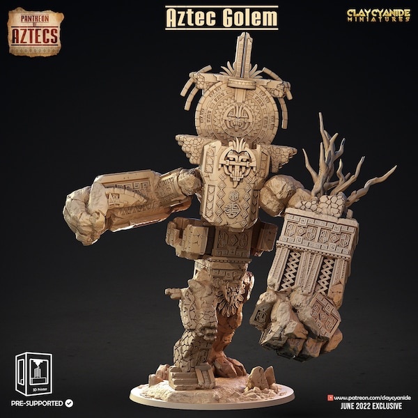 Aztec Golem Resin Miniature | Pantheon of Aztecs Series RPG Tabletop | Clay Cyanide Miniatures
