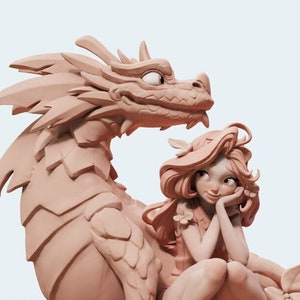 Iriel and Dragon Pin Up Miniature Pose A | Fairy / Human / NSFW Variants| Female Miniatures