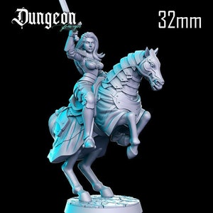 Female Cavalier Tabletop RPG Miniature | Dungeon Pin Ups | RN Estudio