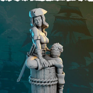 Grace Female Pirate with beer TTRPG Miniature | Ladies of the Sea Collection | Gilmore Studio