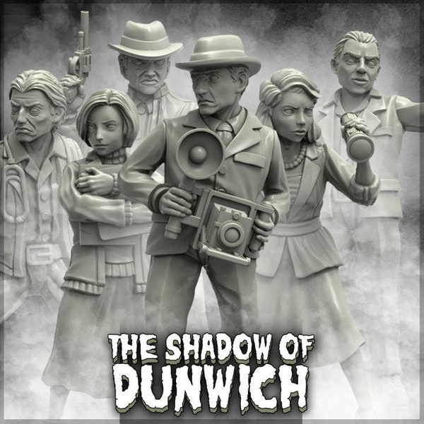 Dunwich Investigators Lovecraft Resin Miniature Set | Shadow of Dunwich Series RPG Miniatures Tabletop | Adaevy Creations