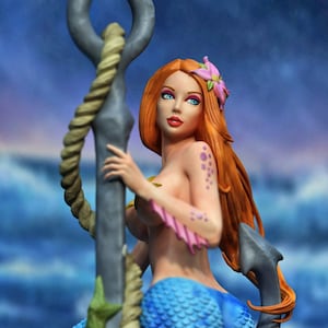 Mermaid and Anchor Pin Up Statue & Miniature | Exclusive3DPrint