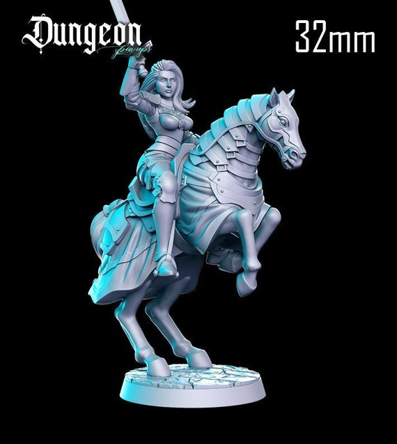 Female Cavalier Tabletop RPG Miniature Dungeon Pin Ups RN Estudio