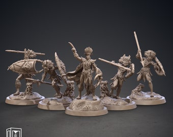 Kushite Witchfinders Resin Miniature Set | Hyborian Age Series RPG Tabletop | Clay Cyanide Miniatures