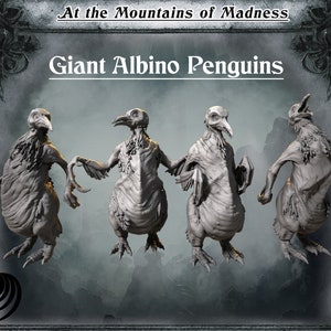 Giant Albino Penguins Miniature Set | At The Mountains of Madness Series RPG Miniatures Tabletop | Medusa Project