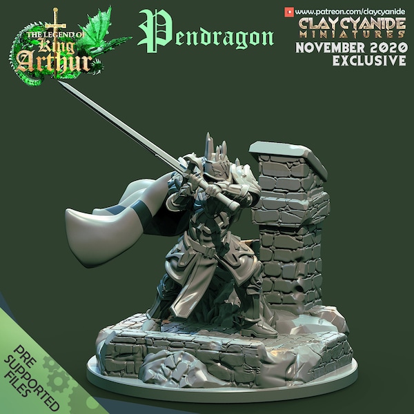 Uther Pendragon Resin Miniature | Arthurian Legends Series RPG Tabletop | Clay Cyanide Miniatures