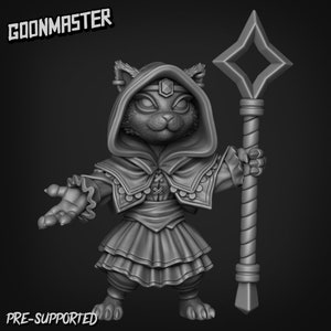 Conjunto de miniaturas de resina de hechicera felina / Badger Town / Goon Master Games