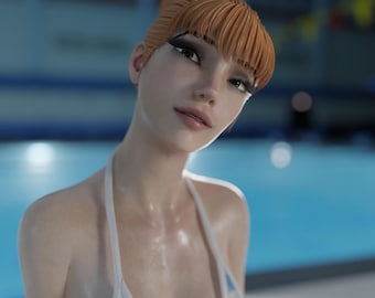 Natalie with bikini Pin Up Statue  | UNPAINTED | Splash Stars Swim Team | QB Works