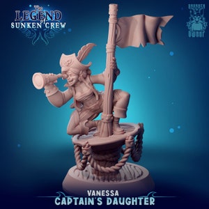 Vanessa the Captain&#39;s Daughter Resin Miniature Set | Legend of the Sunken Crew Tabletop Series | Drunken Dwarf Miniatures