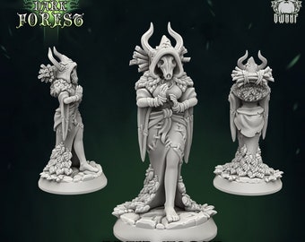 Druid Priestess Resin Miniature | Dark Forest Tabletop Series | Drunken Dwarf Miniatures