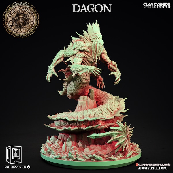 Dagon God of the Deep Ones Resin Miniature | Lovecraft Mythos | Great Old Ones Series RPG Miniatures Tabletop | Clay Cyanide Miniatures