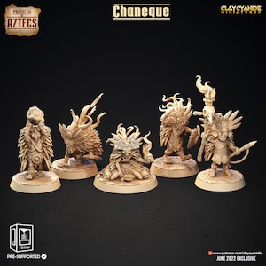 Chaneque Aztec Elemental Spirits Resin Miniature Set | Pantheon of Aztecs Series RPG Tabletop | Clay Cyanide Miniatures