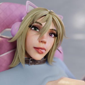 Nekobyte Gamer Cat Girl Pin Up Statue  | UNPAINTED | QB Works