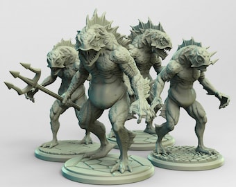 Deep Ones Lovecraft Resin Miniature Set | Innsmouth Investigators Series RPG Miniatures Tabletop | Adaevy Creations