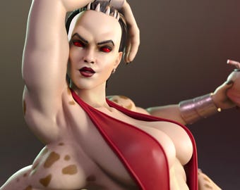 Estatua y miniatura de una mujer luchadora de cuatro brazos estilo pin-up / Torrida Minis