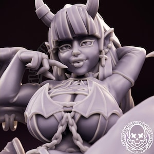 Throne Succubus Pin Up Statue & Miniature UNPAINTED | Succubus Collection | Jigglystix Pin-Up Factory