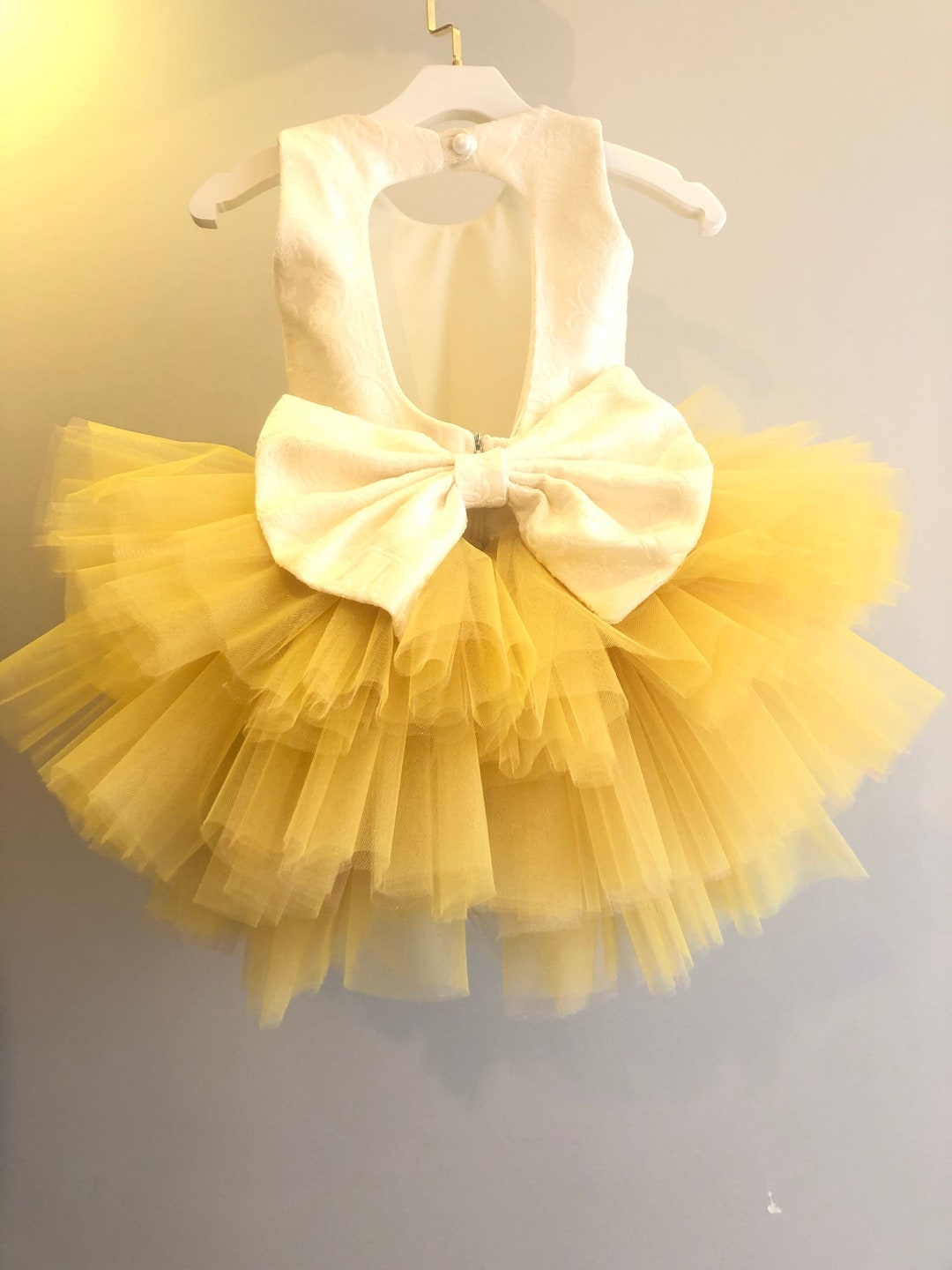 Flower Girl Ivory Toddler Dresses Yellow Ruffle Skirtivory Etsy