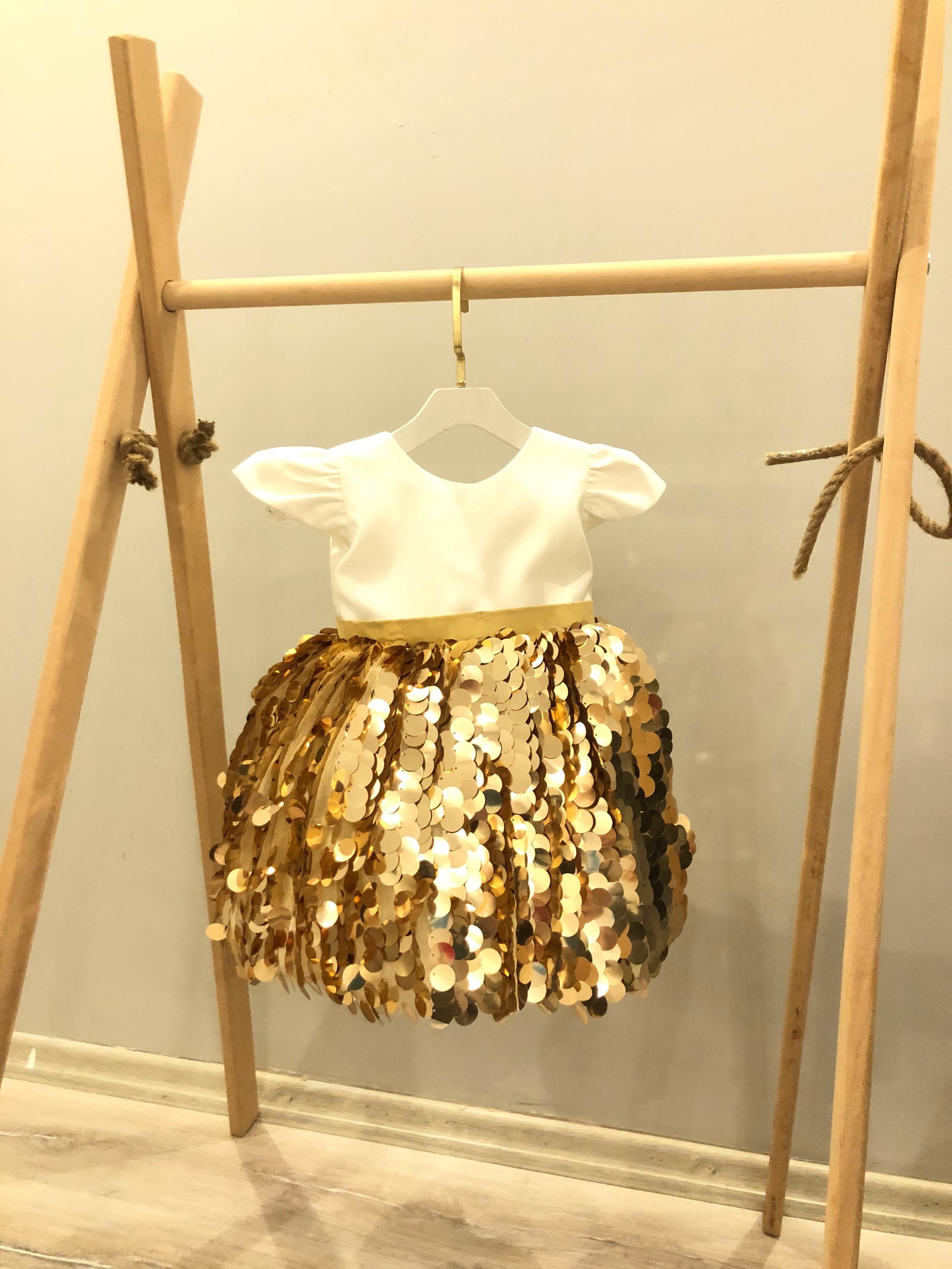 Gold Dress Girls Toddler for Wedding Birthday Prom Family Etsy UK