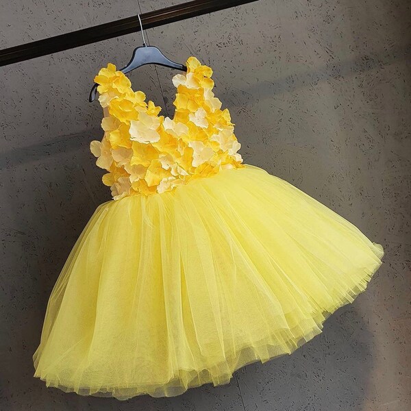 Yellow Flower Girl Dress Etsy