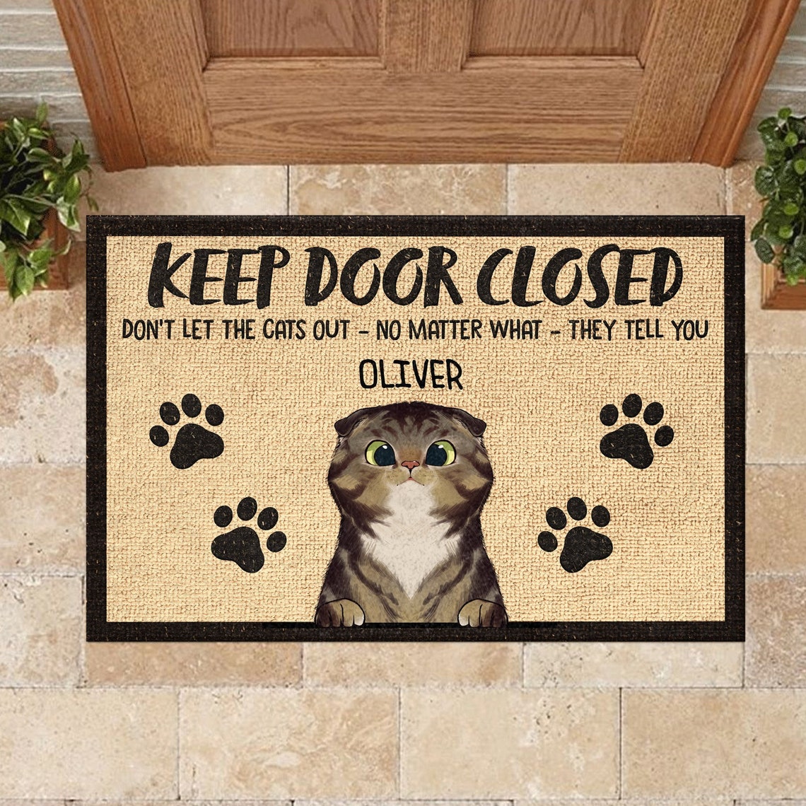 Keep Door Closed Custom Cat Doormat Freeship Mat Etsy
