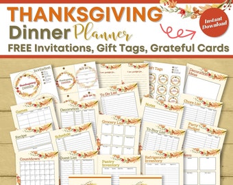 Stress-Free Thanksgiving Dinner Planner, Holiday Planner Printable, Happy Thanksgiving Meal Planner, Thanksgiving Party Ideas Organizer