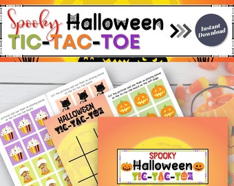 Spooky Halloween Tic Tac Toe, Printable Halloween Tic-Tac-Toe Game, Pumpkin Tic Tac Toe, Halloween Activities for Kids, Halloween Party Game