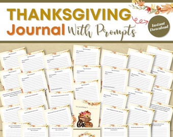 Thanksgiving Journal With Prompts for Adults, 35 Gratitude Journal Printable, I Am Thankful For Pages, Reflection Journal, Thankful Journal