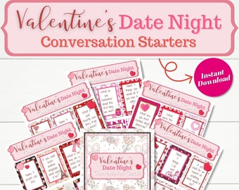 Valentine's Day Conversation Starters, 30 Question Cards for Couples , Valentine's Day Game, Printable Date Night Conversation Starters