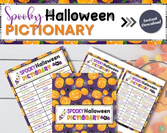 Halloween Pictionary Game, Printable Halloween Pictionary Words, Halloween Activity Kids and Adults, Halloween Party Game, Halloween Trivia