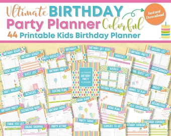 Ultimate Birthday Party Planner Colorful, Kids Birthday Party Planner Printable, Birthday Party Checklist, 1st Birthday, Adult Birthday