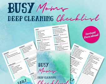 Busy Moms Deep Cleaning Checklist for Daily Cleaning, Weekly Cleaning, Monthly Cleaning Schedule. Household Planner, Housekeeping Checklist