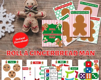 Roll A Gingerbread Man Christmas Game, Christmas Printable, Gingerbread Man Game, Gingerbread Man Printable, Signup for Christmas Freebies