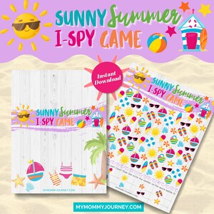 Sunny Summer I Spy Game, I Spy Printable Summer Party Game, Look and Find Game, Kids Summer Activities, Summer Birthday Party Game Printable