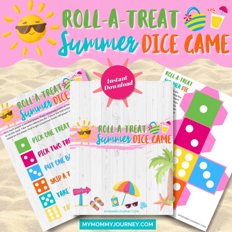 Roll A Treat Summer Dice Game, Summer Candy Dice Game, Roll A Dice Game