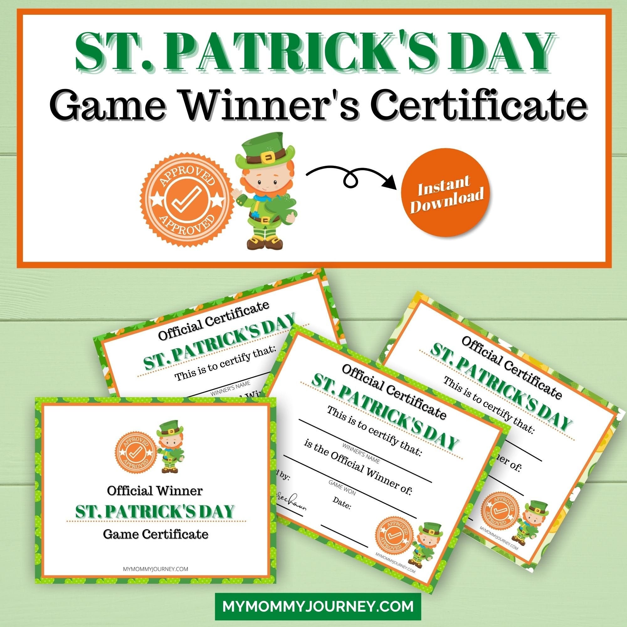 St. Patrick's Day Game Winner's Certificate Saint - Etsy