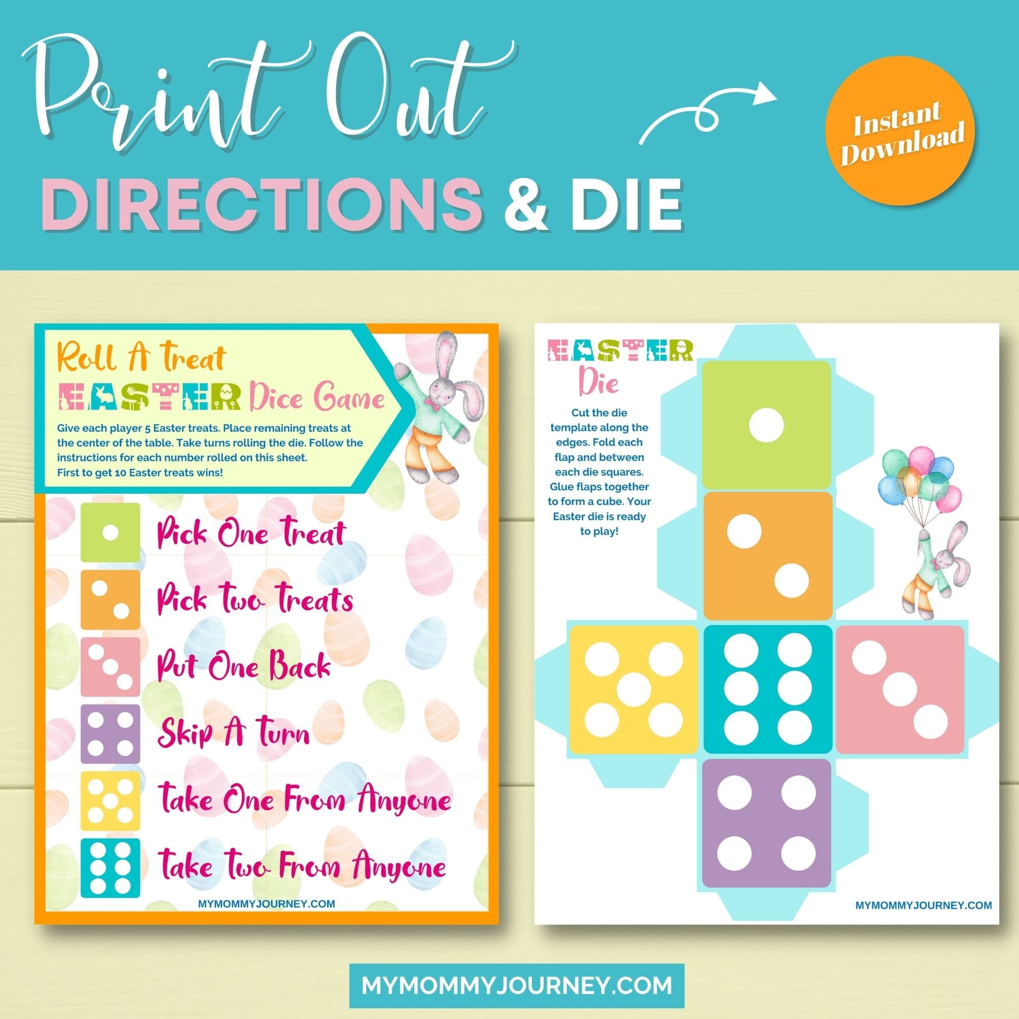 Roll A Treat Easter Dice Game, Easter Games Printable, Easter Games for