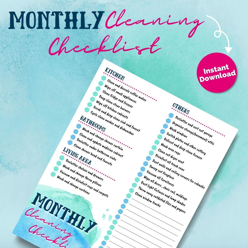 Busy Moms Deep Cleaning Checklist for Daily Cleaning Weekly | Etsy