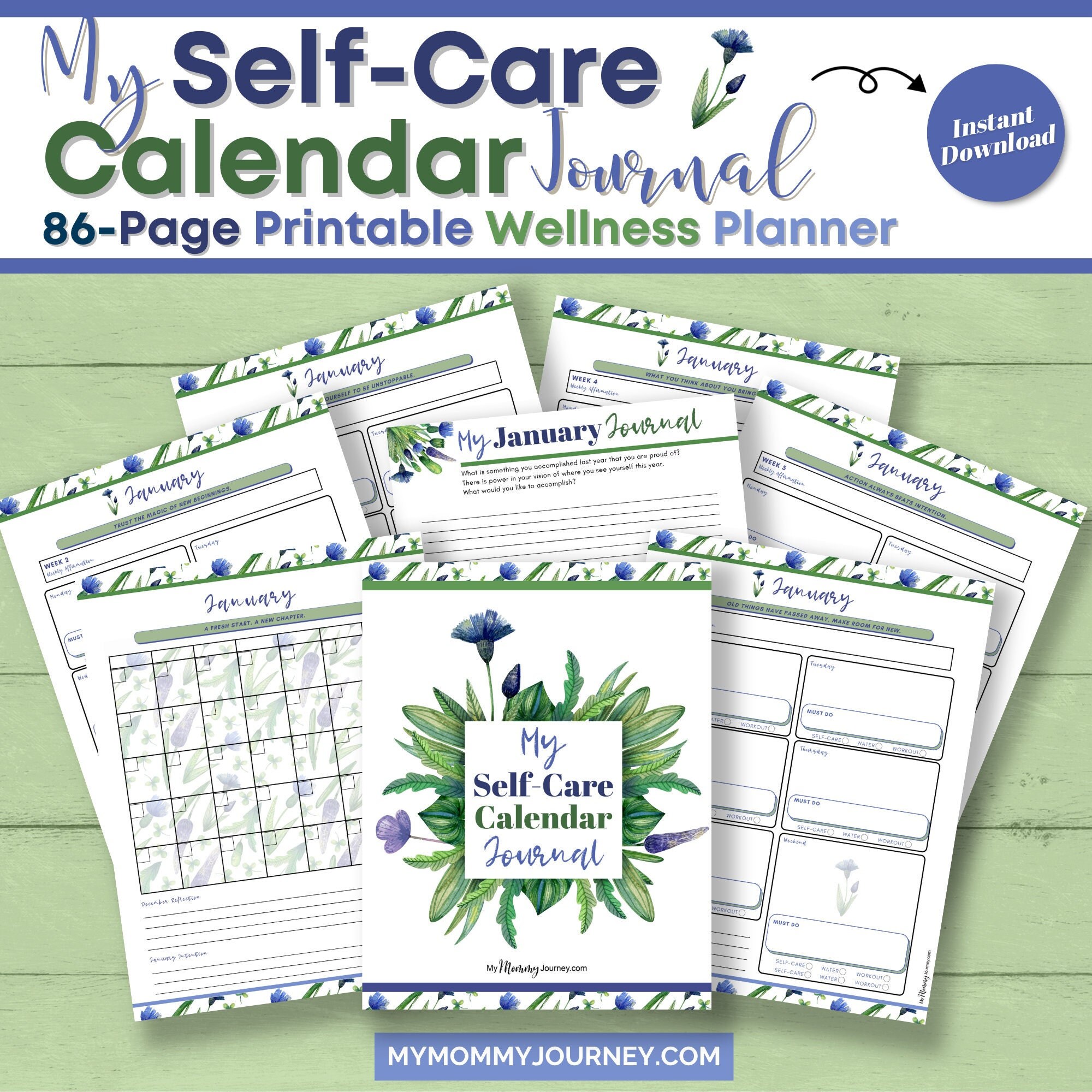Selfcare Calendar Journal, Printable Selfcare Planner, Wellness