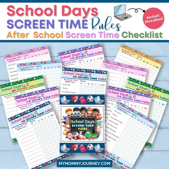 School Days Screen Time Rules for Kids Screen Time - Etsy