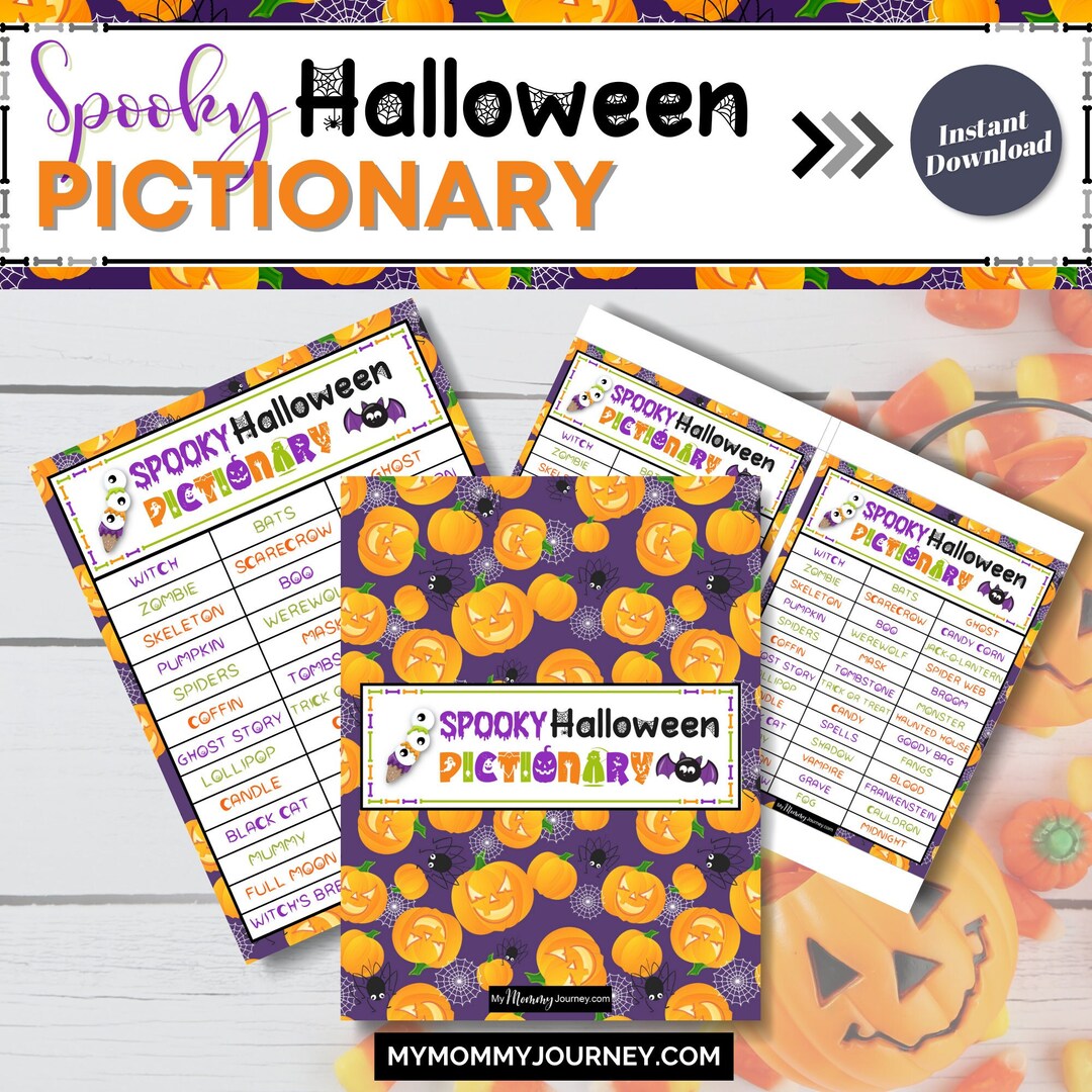 Halloween Pictionary Game, Printable Halloween Pictionary Words ...