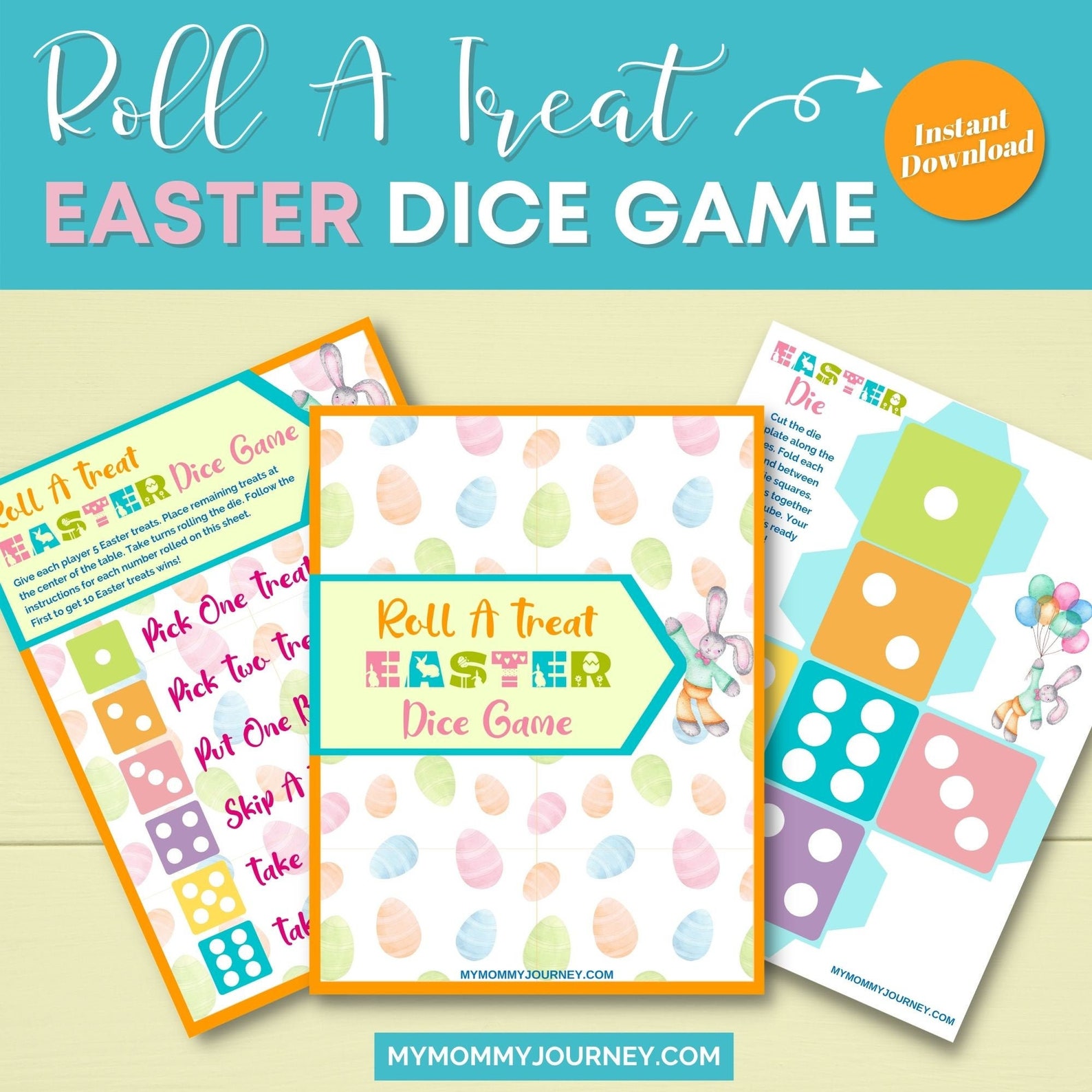 Roll A Treat Easter Dice Game, Easter Games Printable, Easter Games for