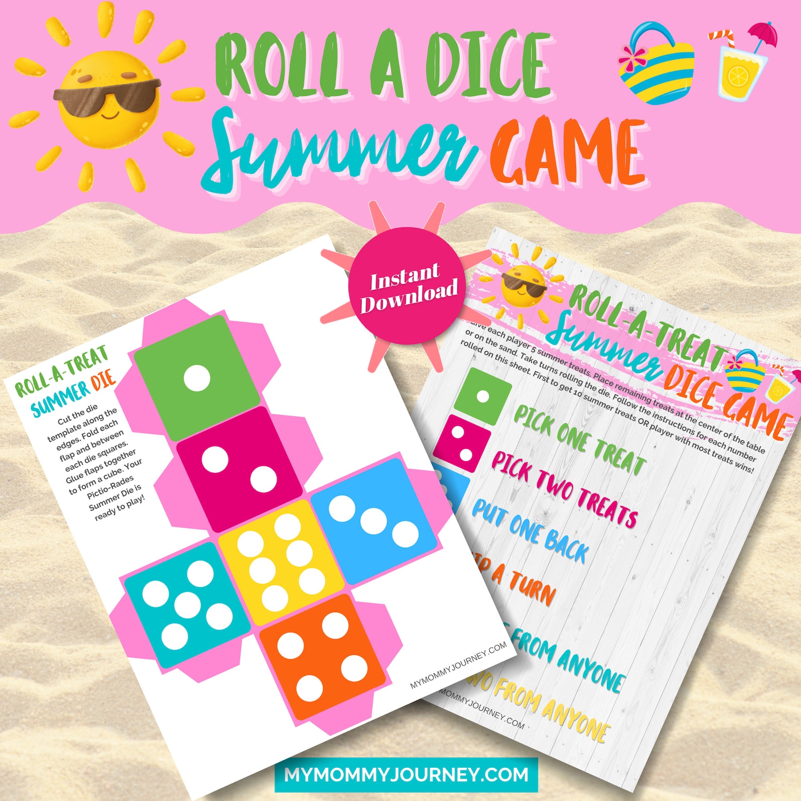 Roll A Treat Summer Dice Game, Summer Candy Dice Game, Roll A Dice Game